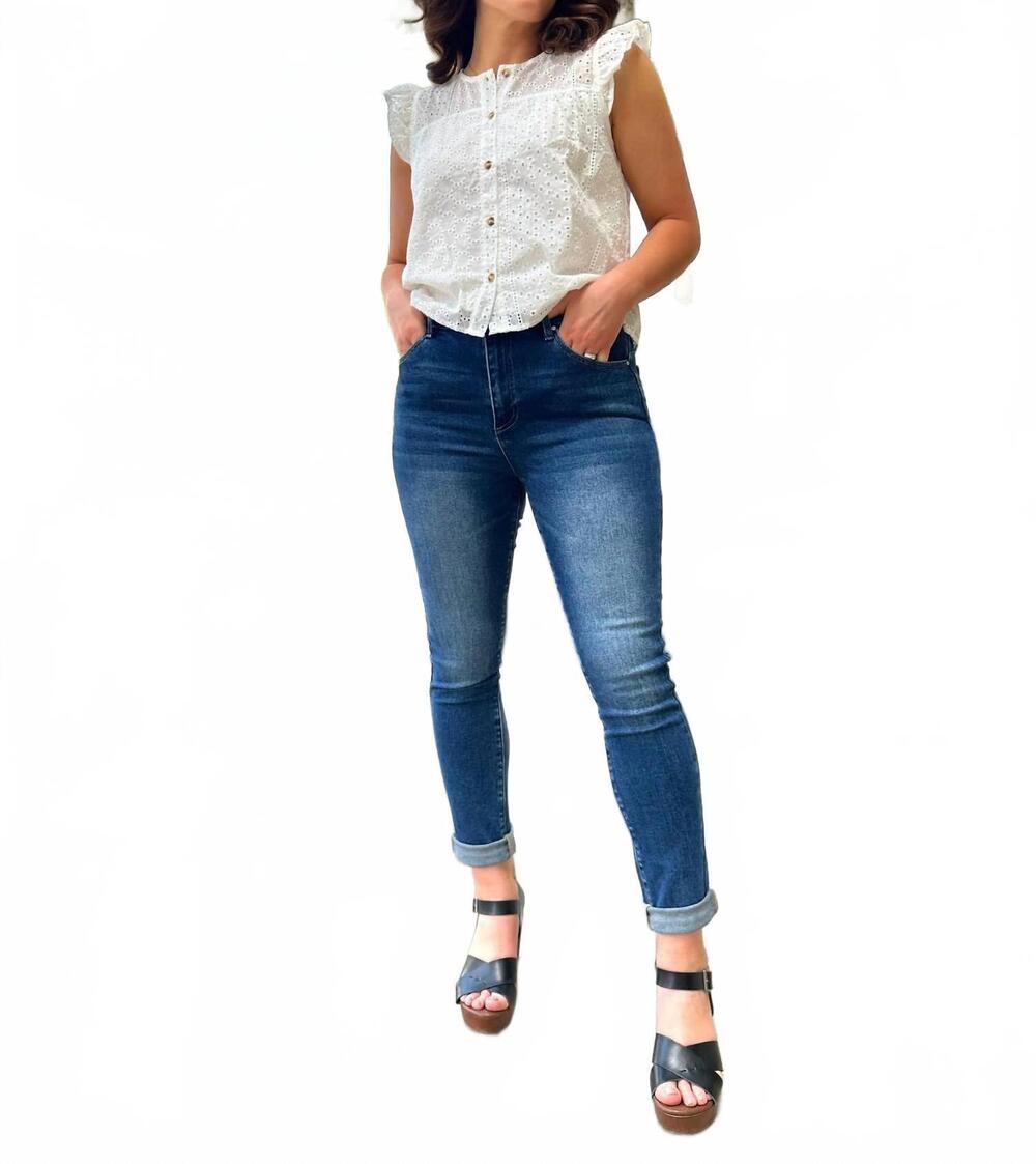 NEW RISEN taylor high rise basic skinny jeans in dark blue